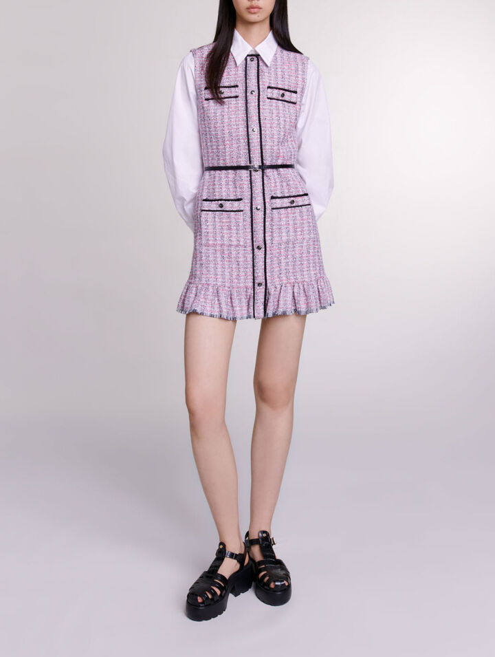 Robe courte 2-en-1 en tweed