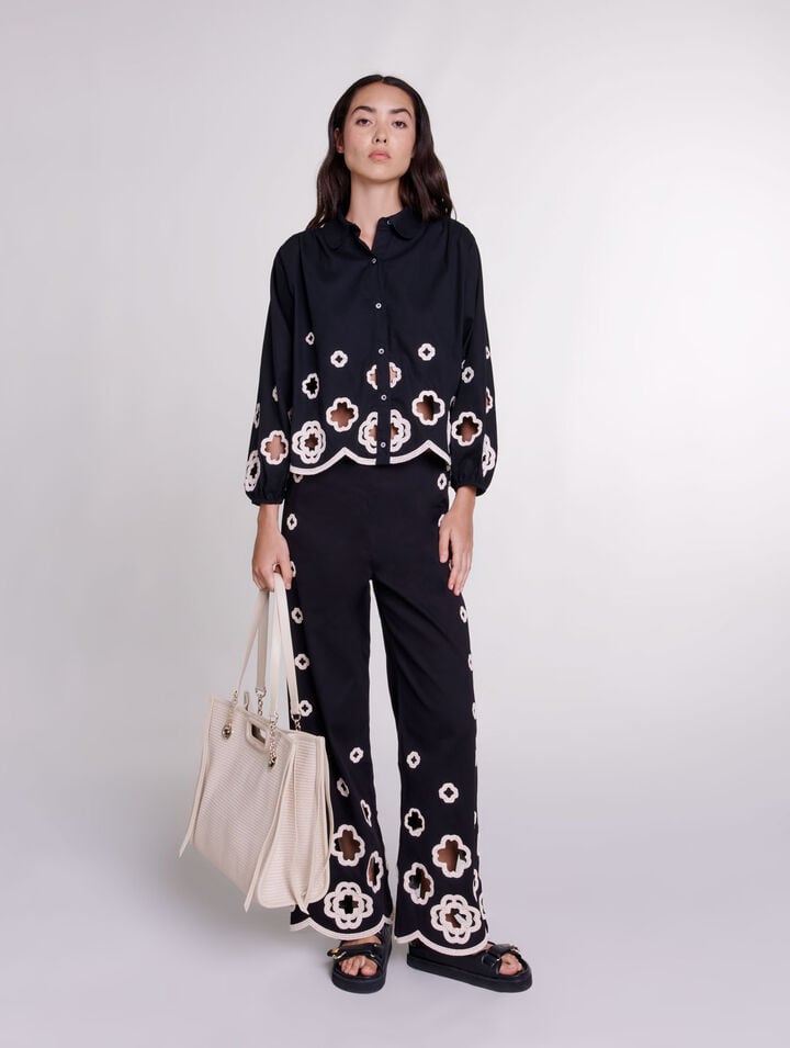 Pantalon large à crochet