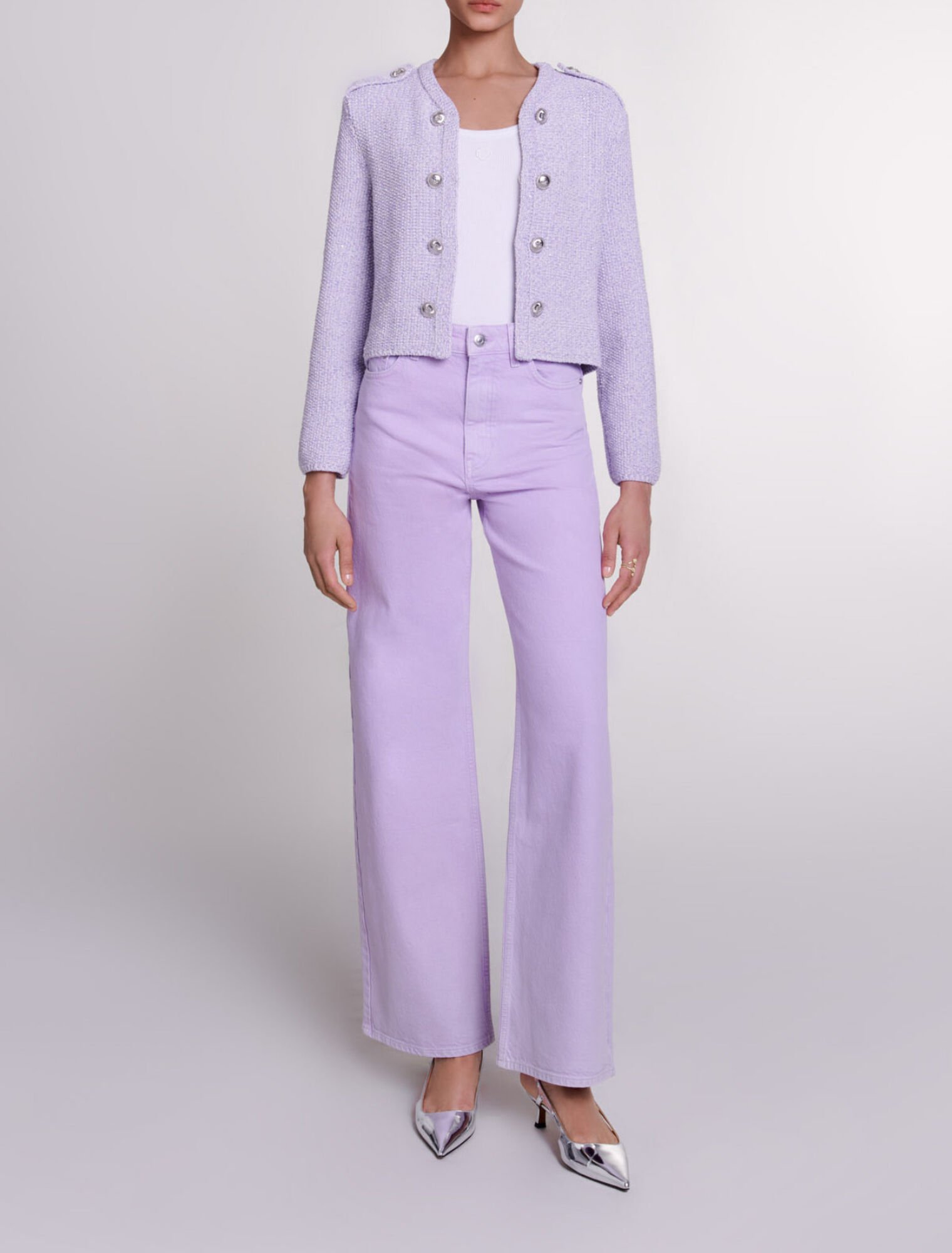 Cardigan court en maille sequins