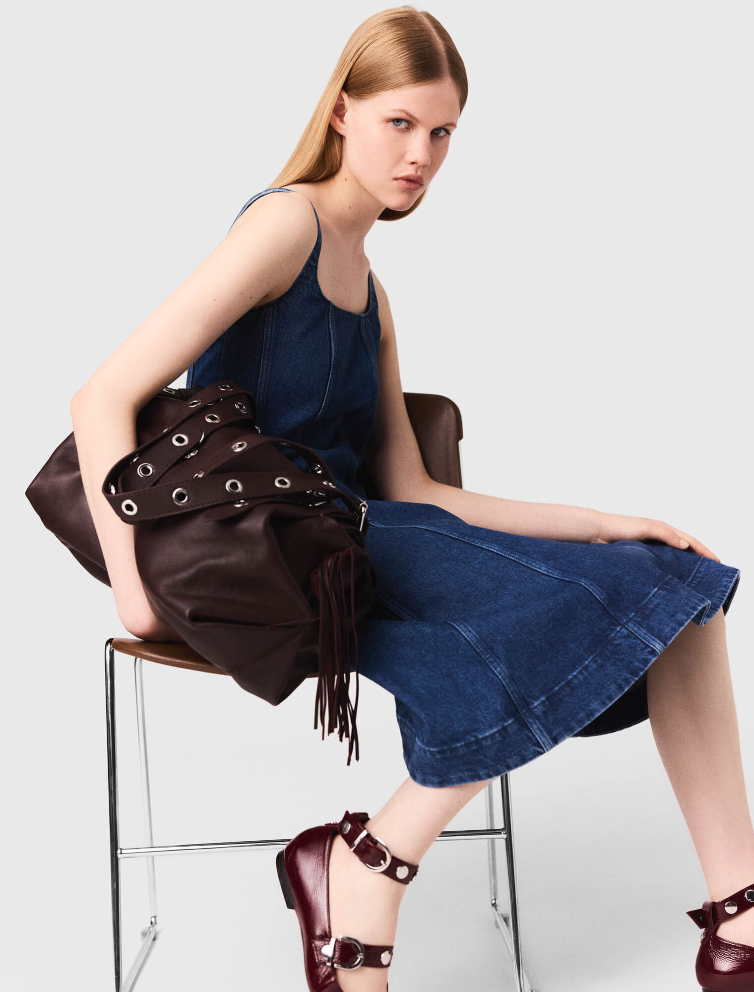 Maxi denim babydoll dress