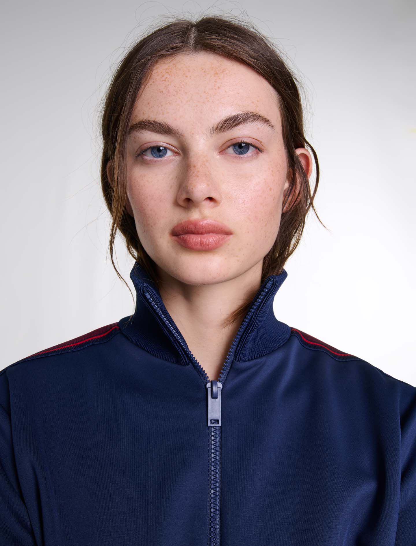 Striped zip-up sweatshirt Blue For Women | Maje