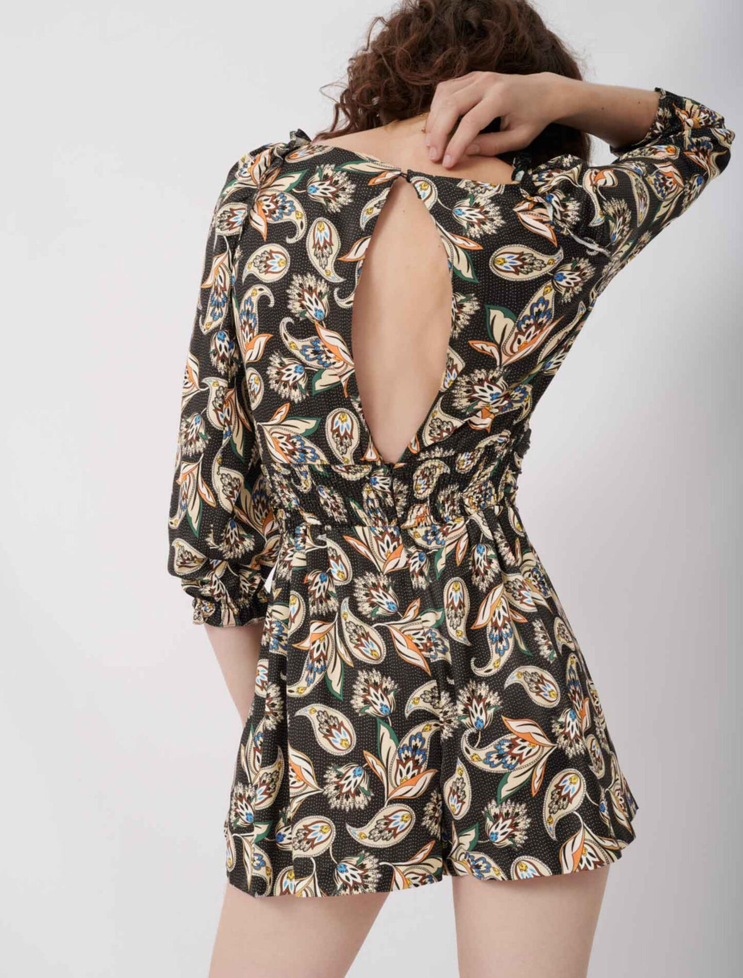 Combinaison short en satin imprimé