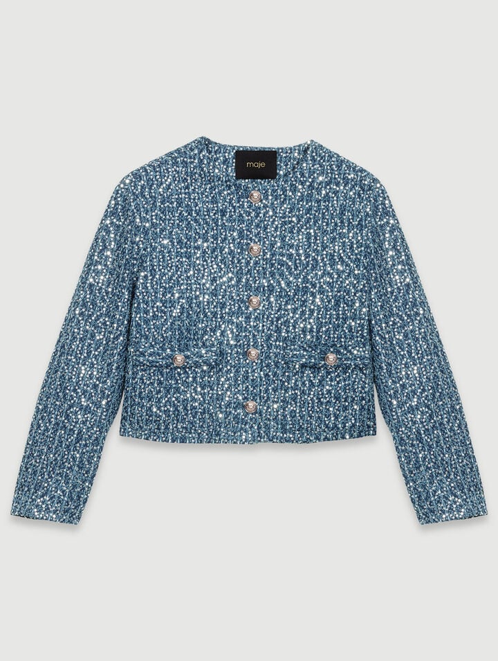Veste en tweed ornée de sequins