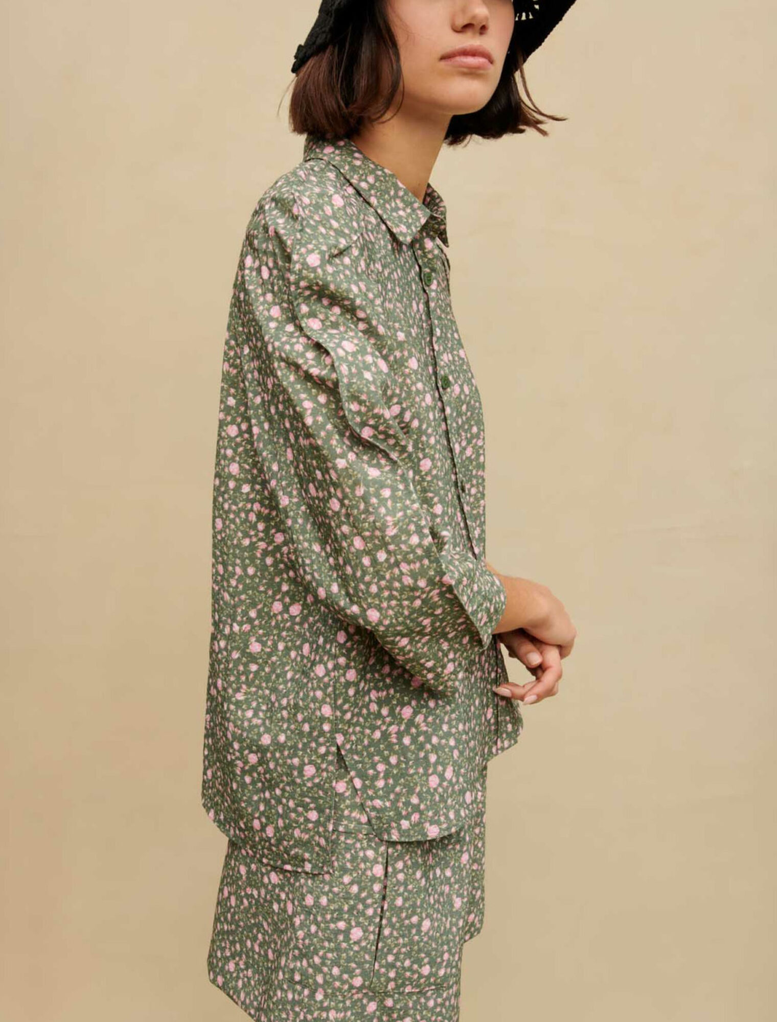 Chemise imprimé boutons de roses