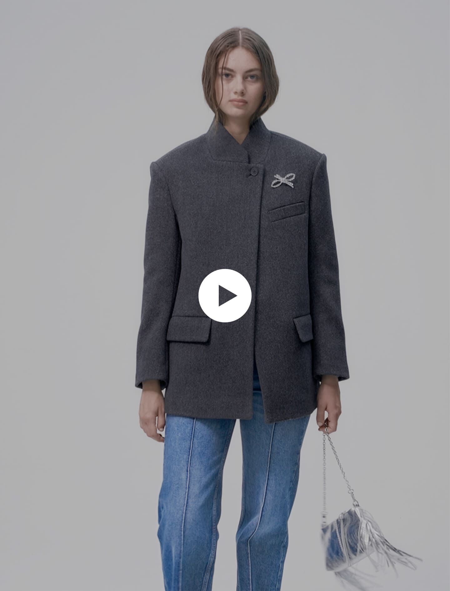 Wool Coat Black Gray For Women Maje
