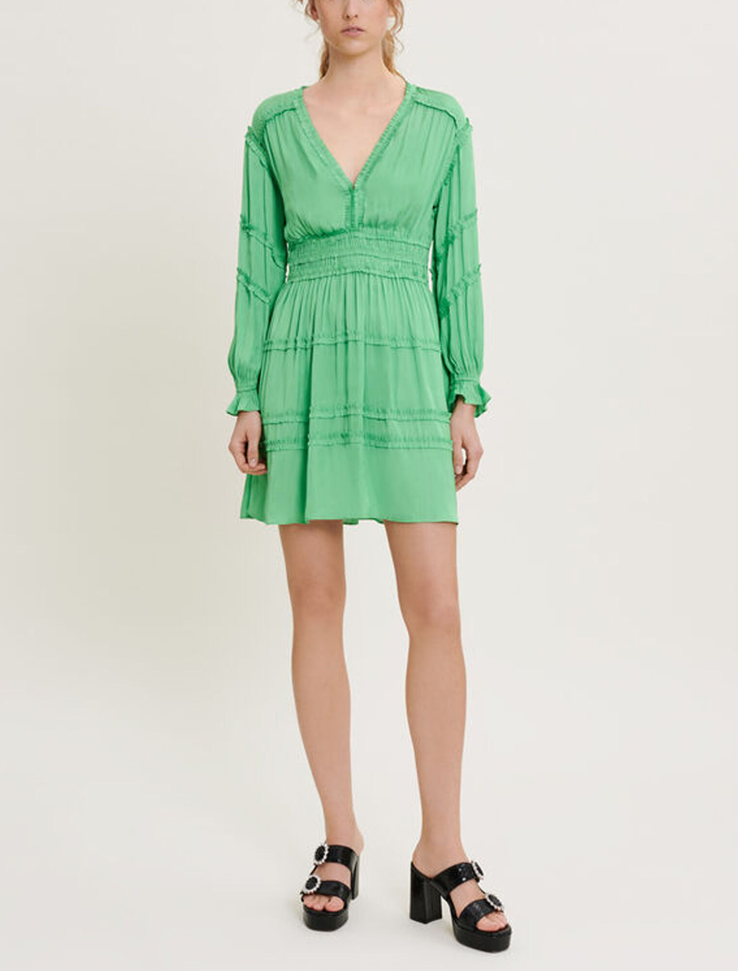 Little ruffle satin dress