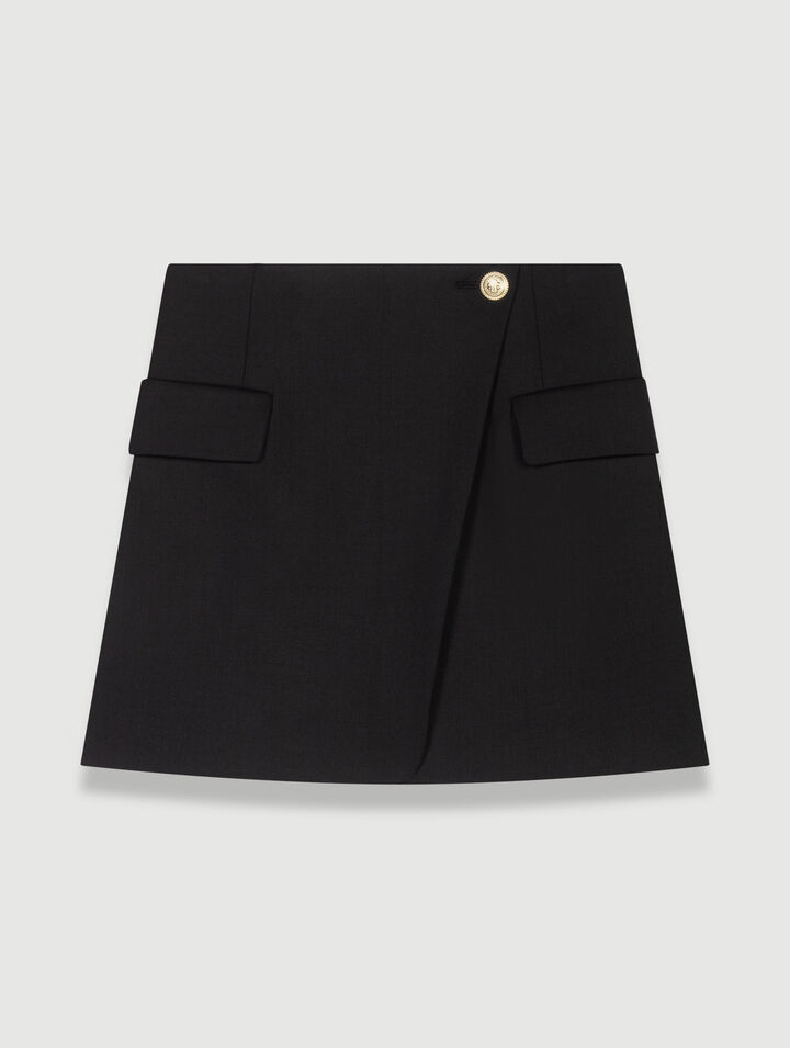 Asymmetric wrap skirt