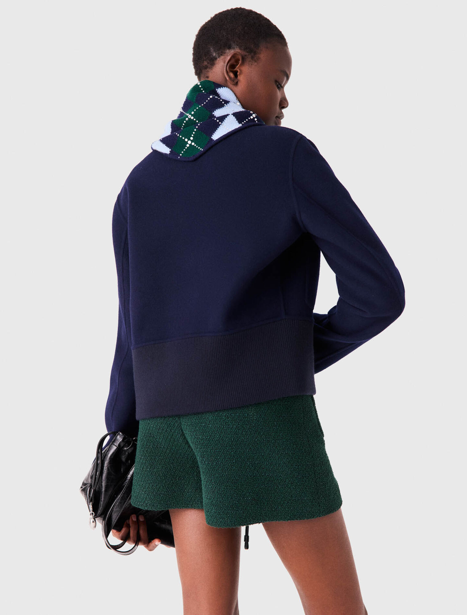 Wool argyle triangle scarf