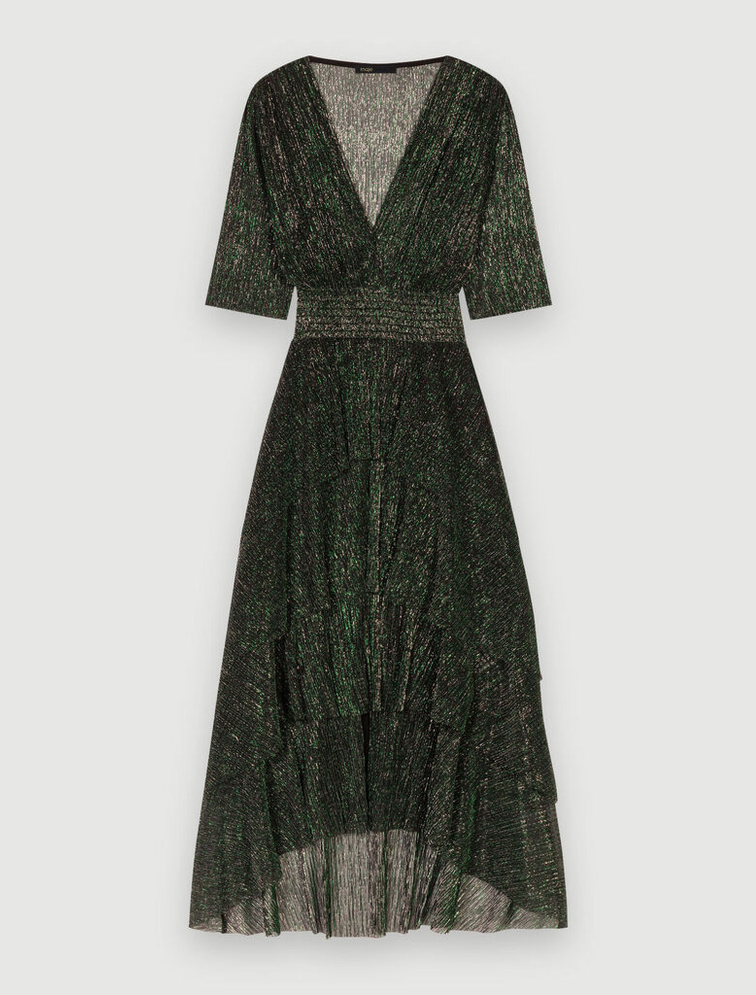 Robe fibres métallisées à volants