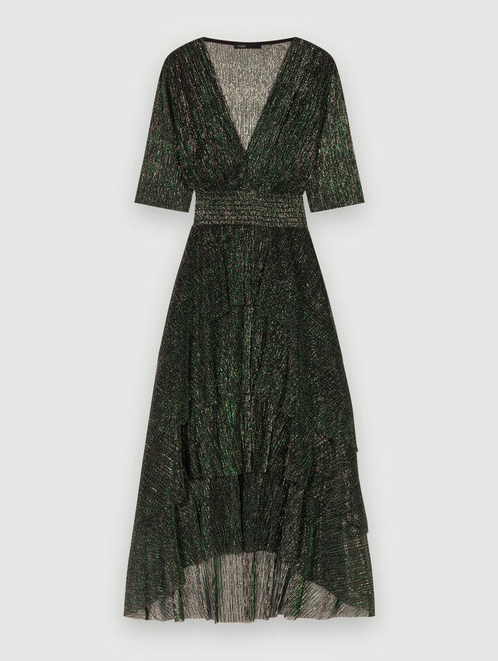 Robe fibres métallisées à volants