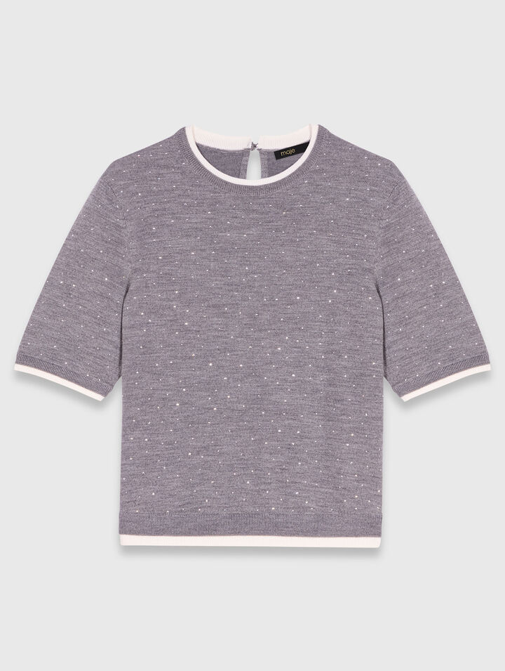 Pull 100% laine à manches courtes