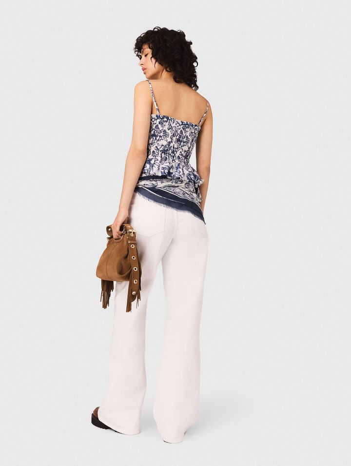 Fruit printed smocked top