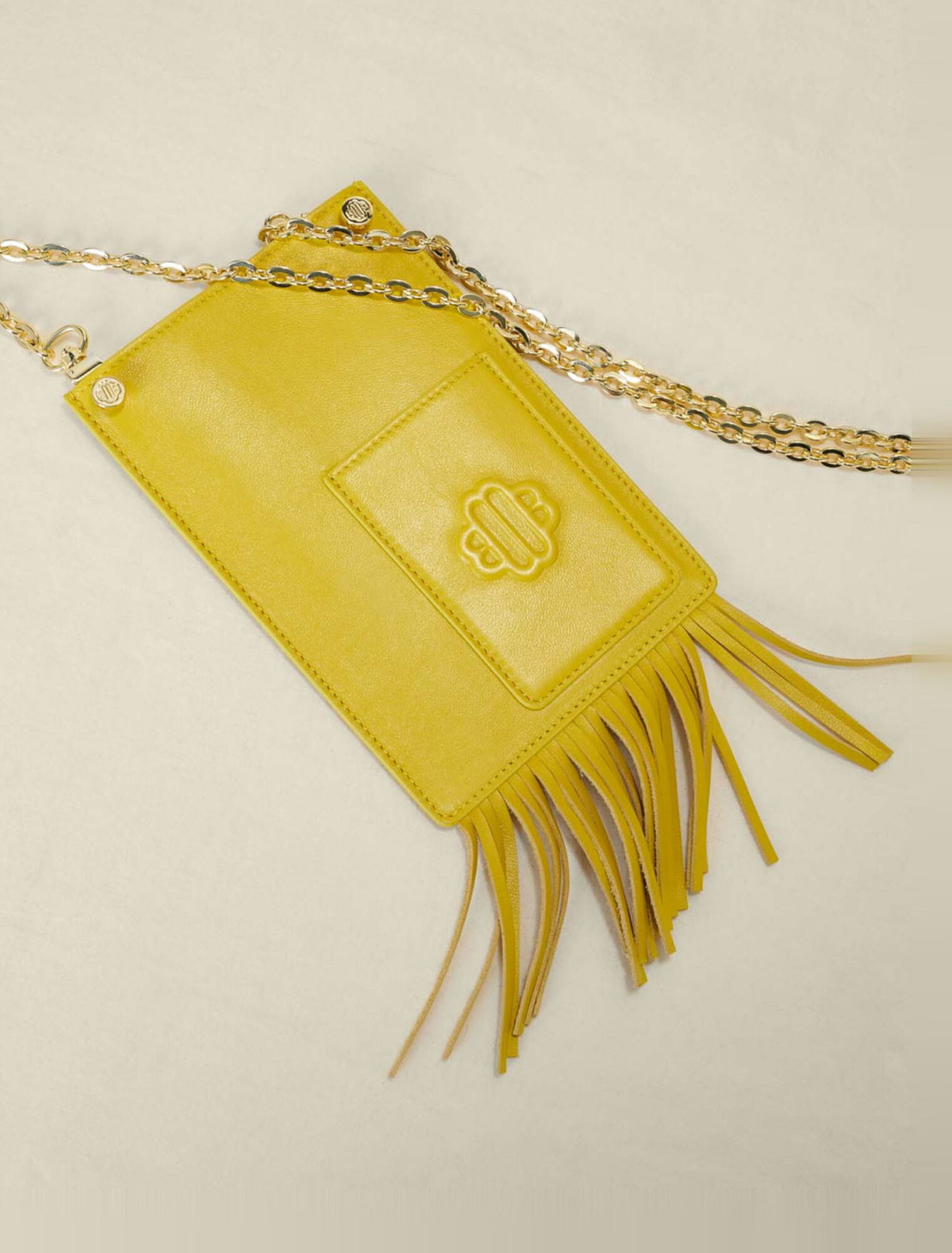 Leather fringe phone bag