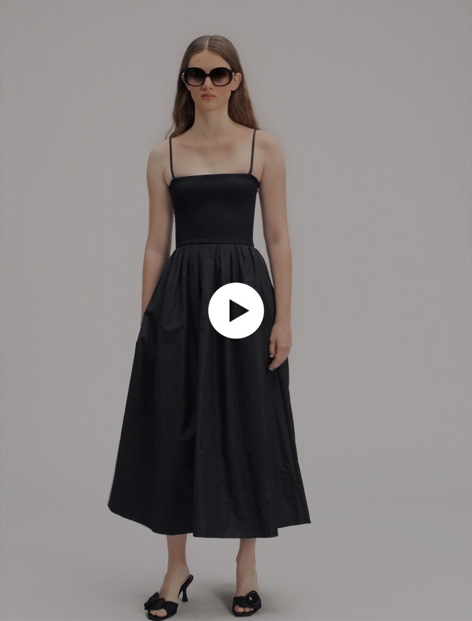 Strapless mesh and taffeta dress