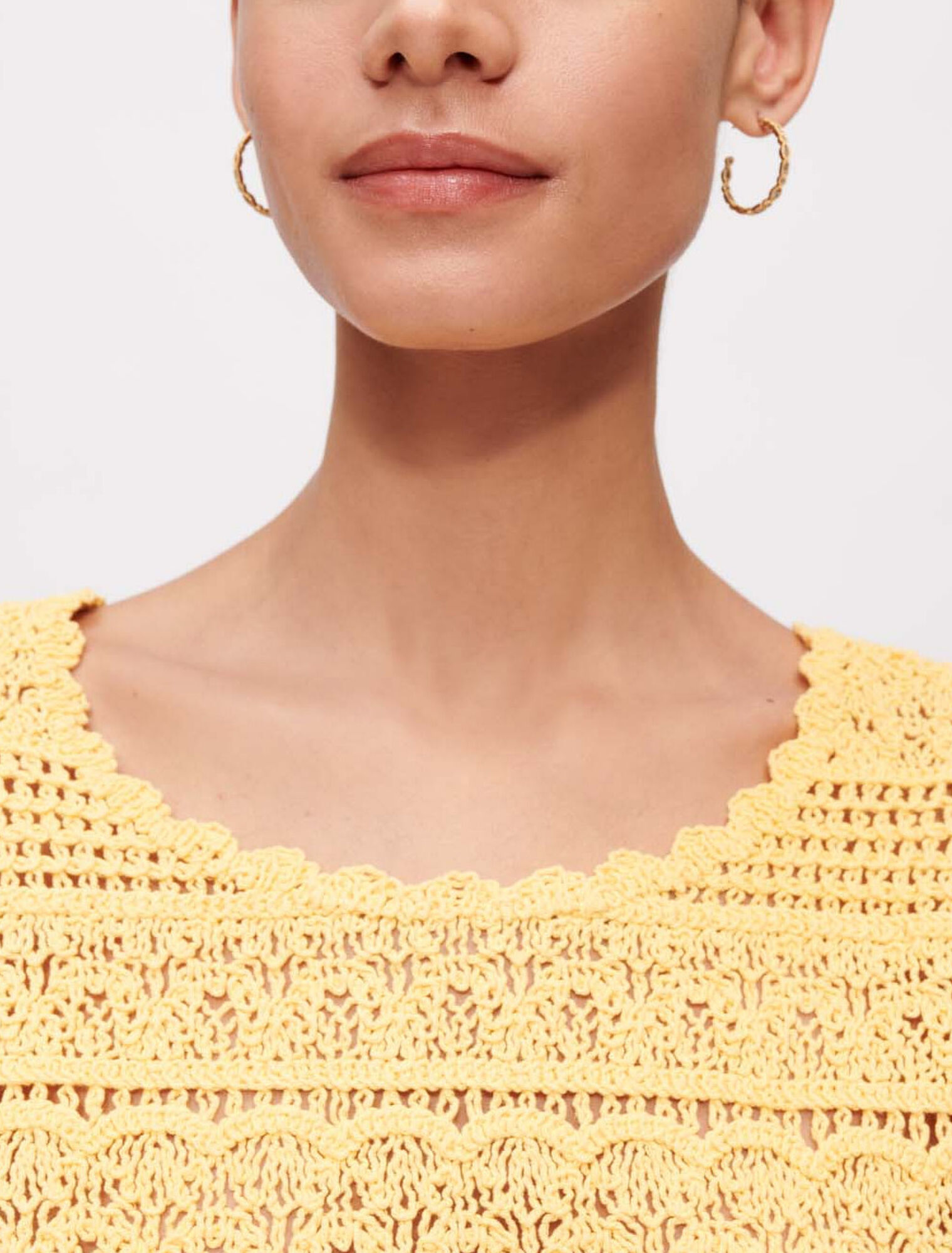 Crochet knit top with fringing