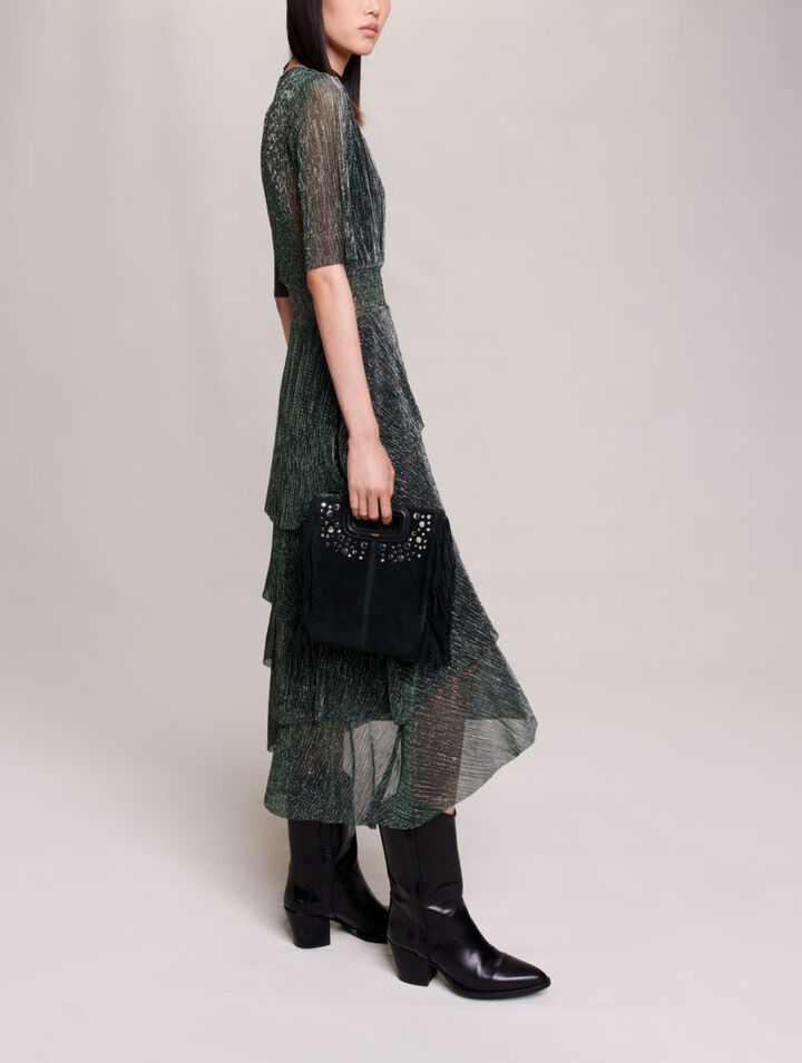 Robe fibres métallisées à volants