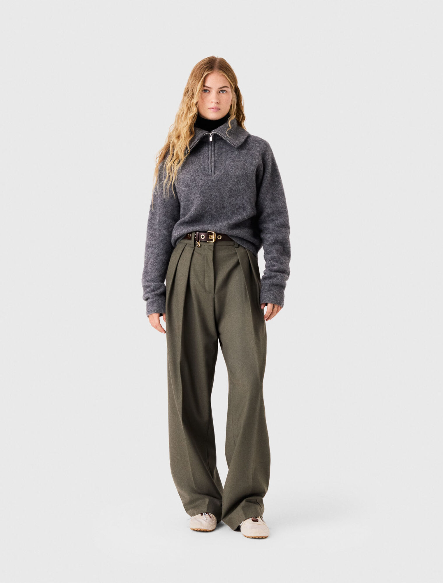 Zip-neck yak sweater