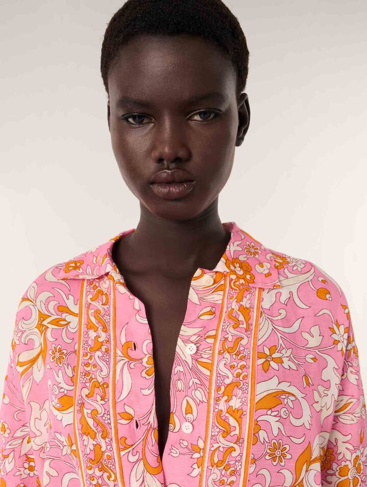 Chemise fluide en lin imprimée