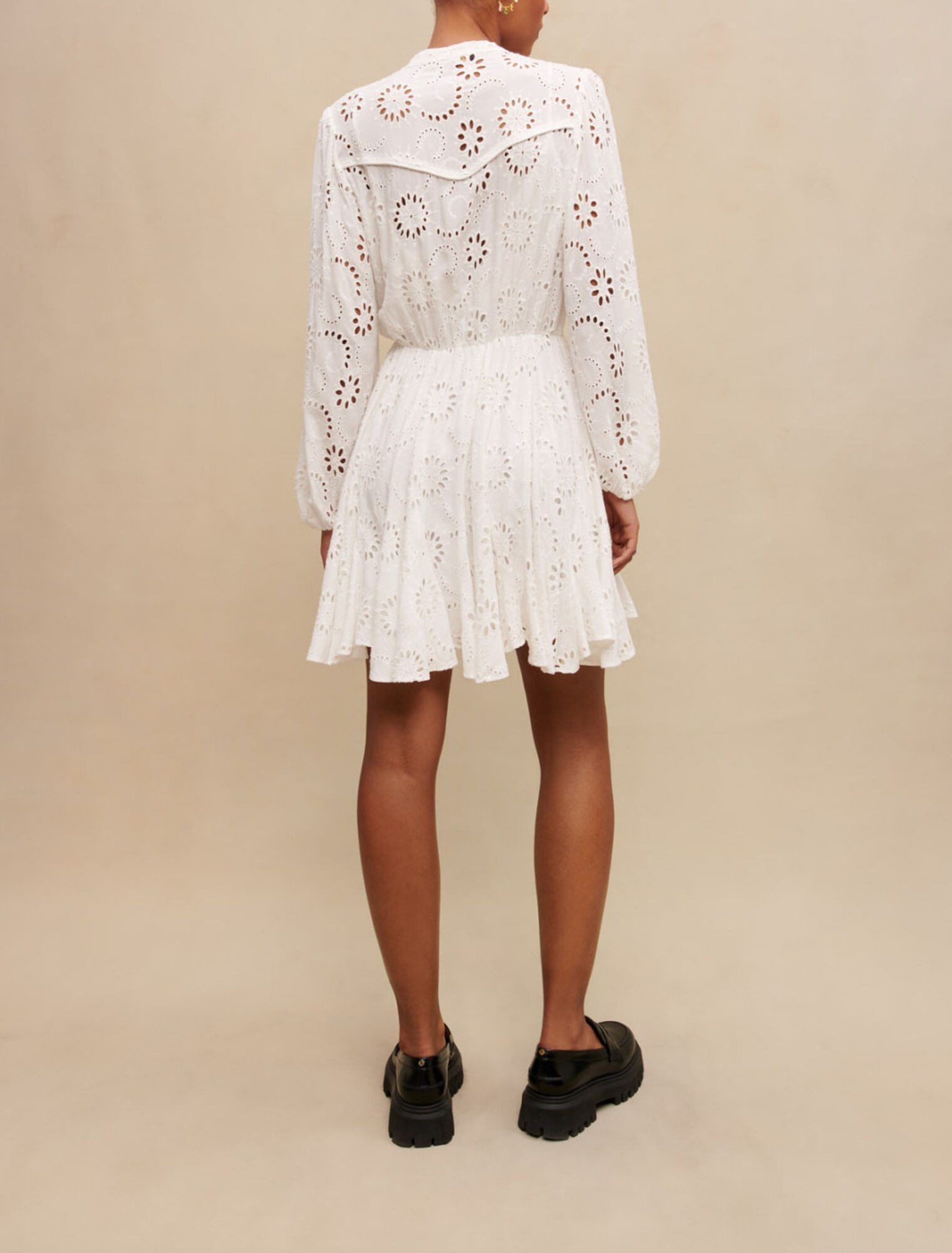 Embroidered ruffled dress