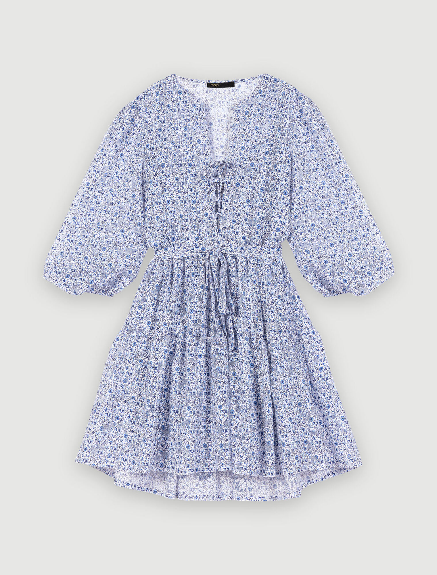 Robe nuisette ceinturée bleue