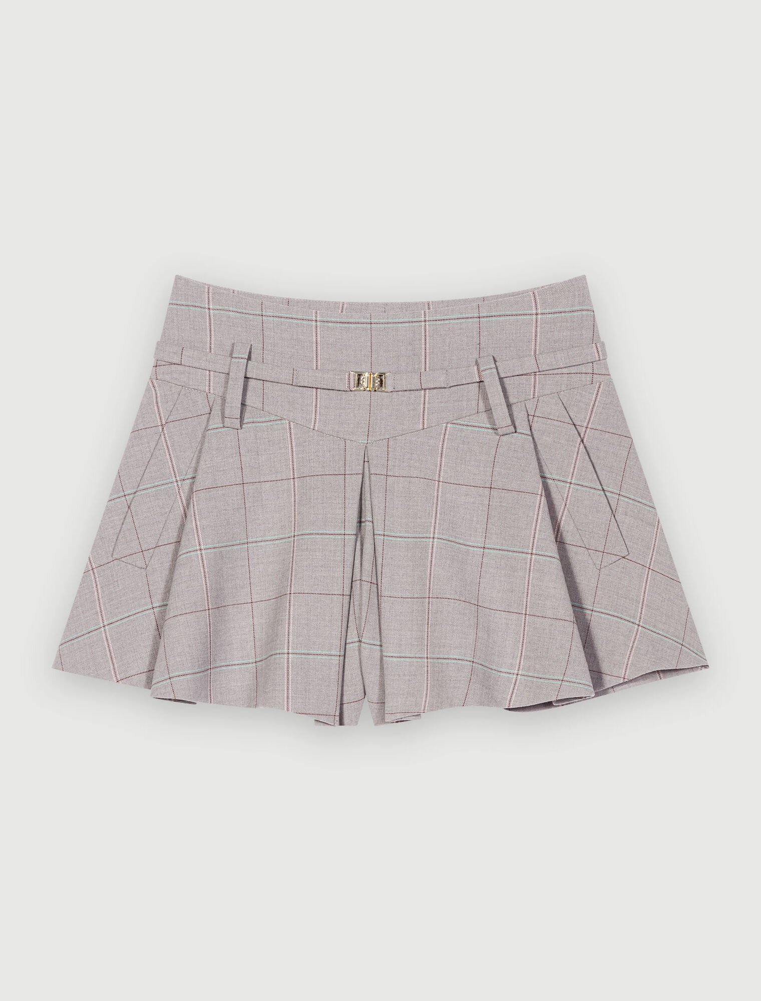 Mini short à carreaux gris