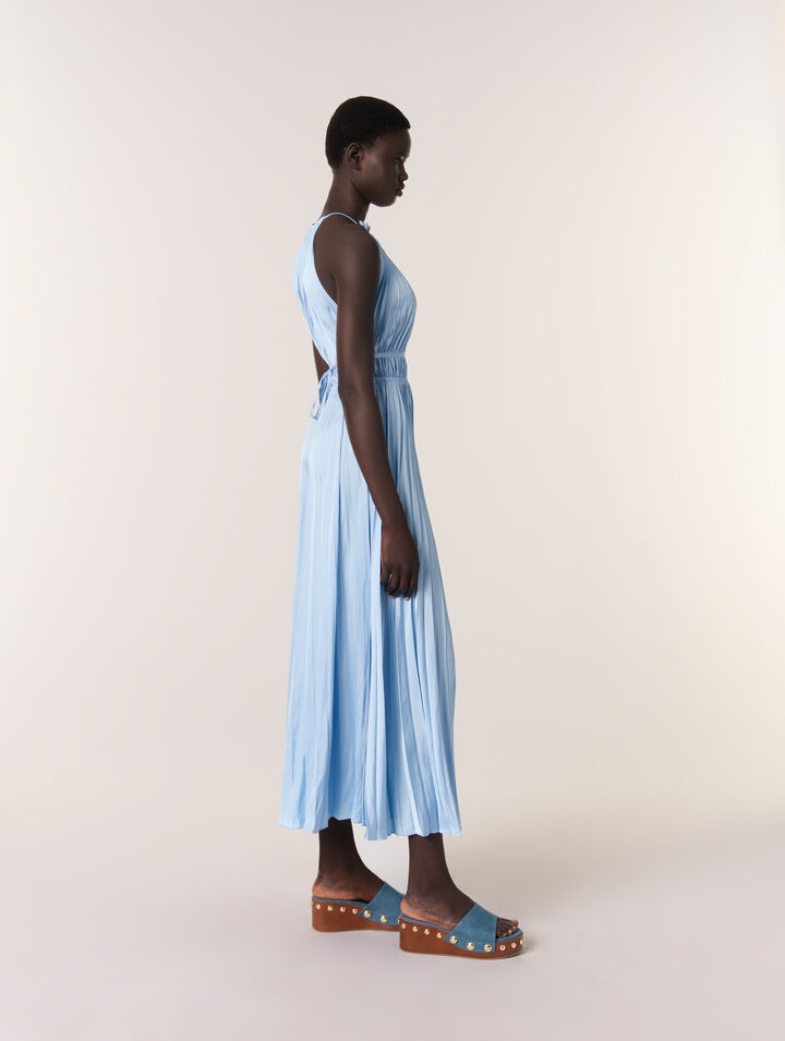 Mules compensées en denim à studs