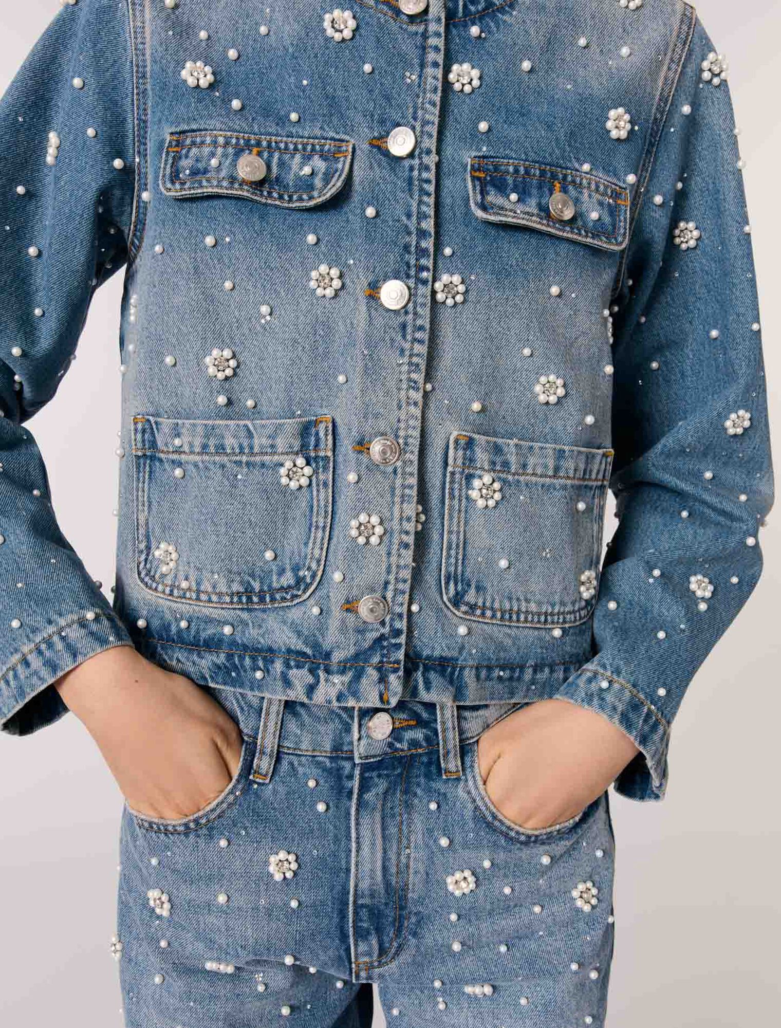 Veste en denim brodé