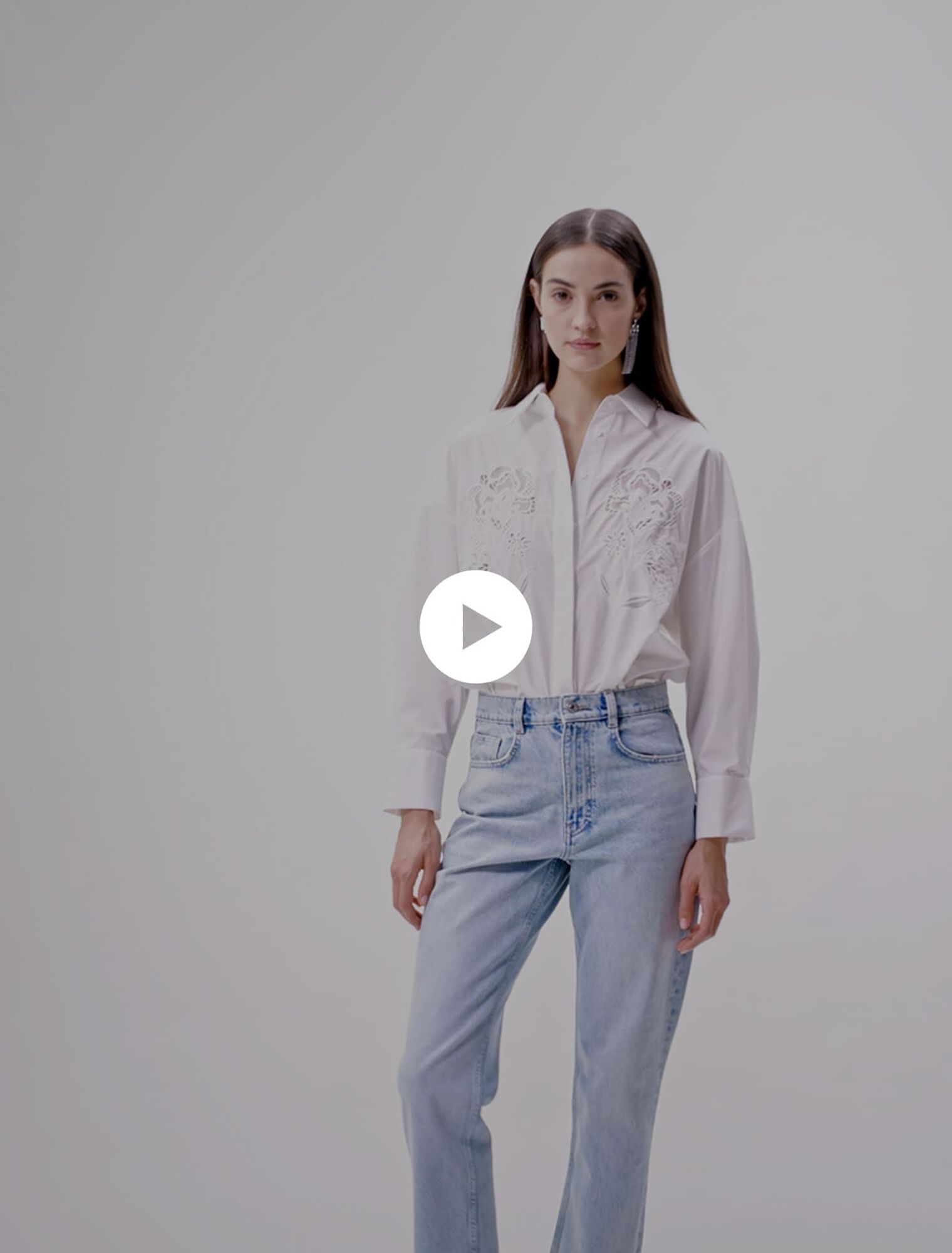 Crochet poplin shirt