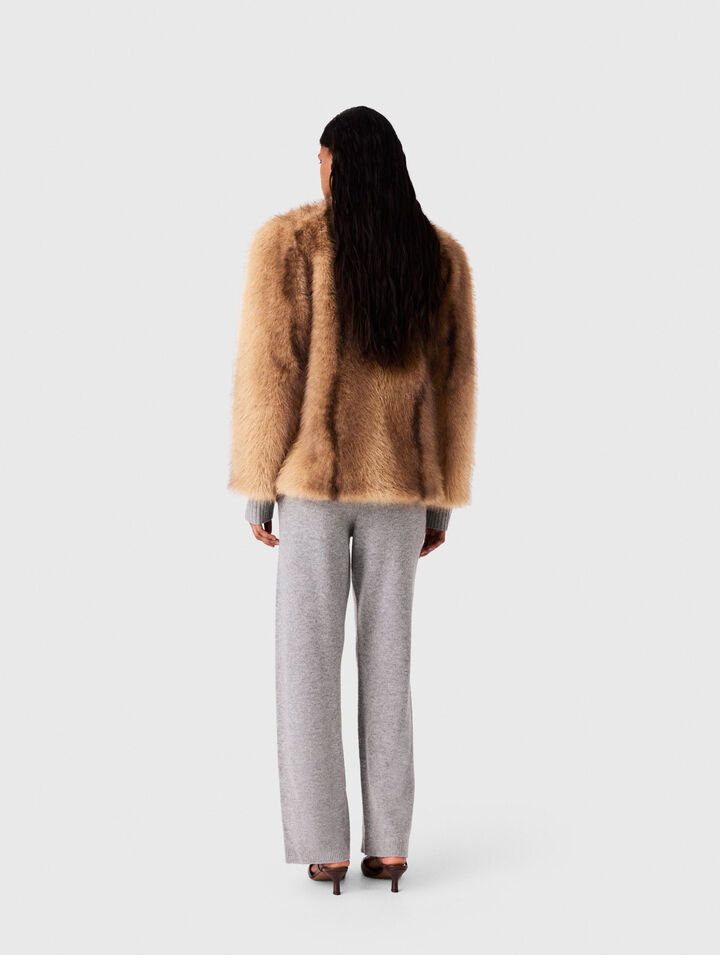 Mid-length faux fur coat