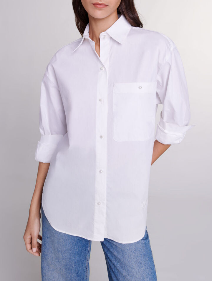 Chemise en popeline de coton blanche