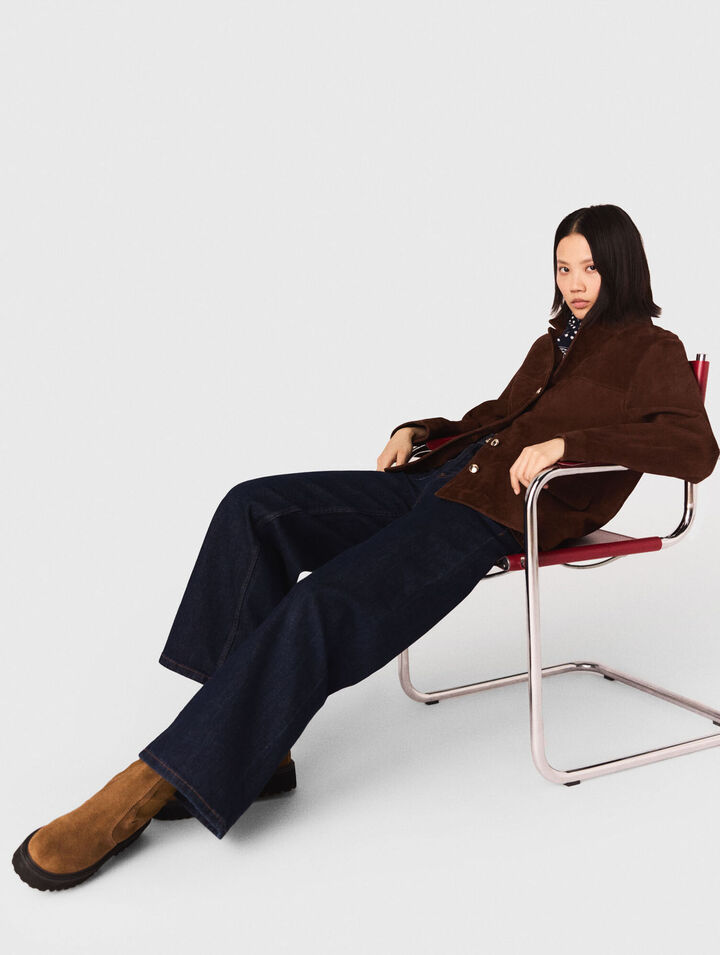 Jean large avec poches plaqu&eacute;es