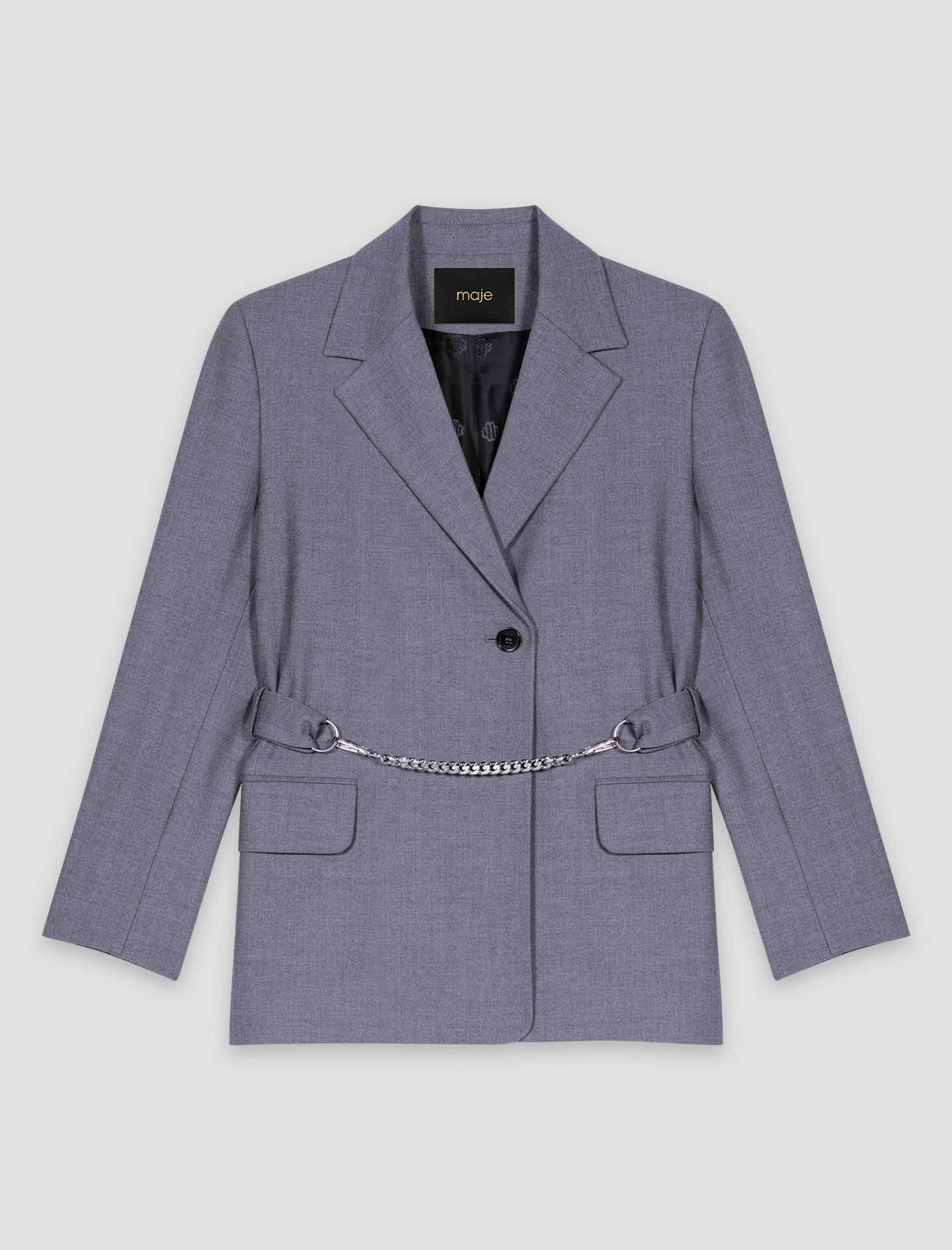 Suit jacket with chain belt Black / Gray For Women | Maje