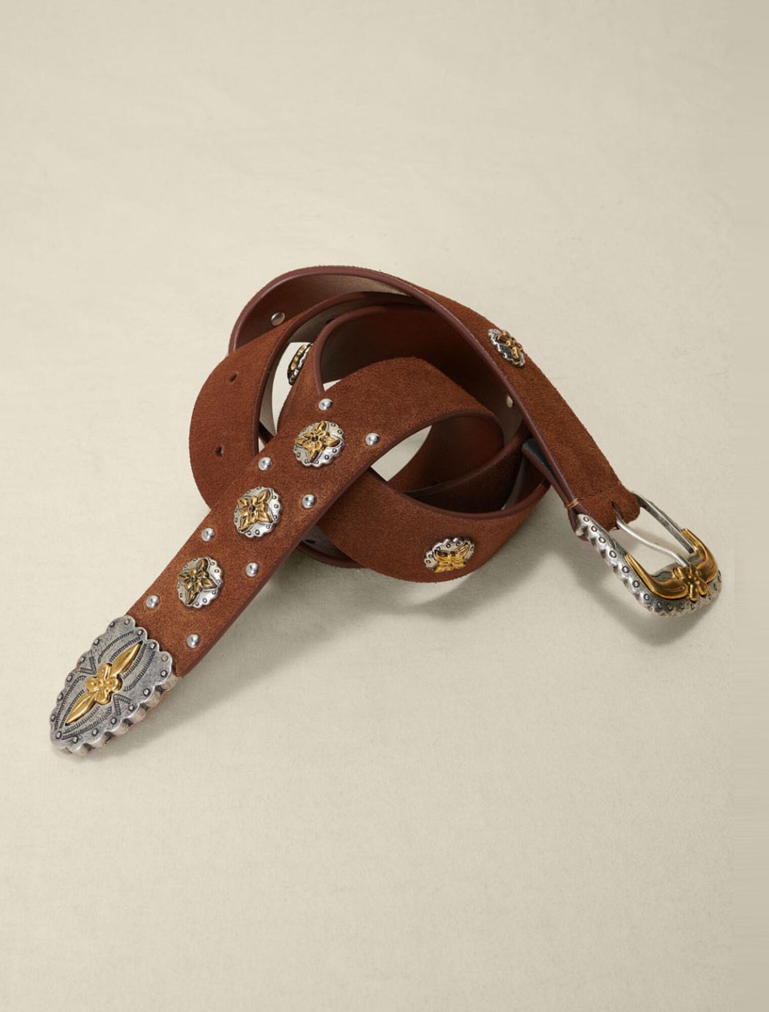 Ceinture western en cuir suède