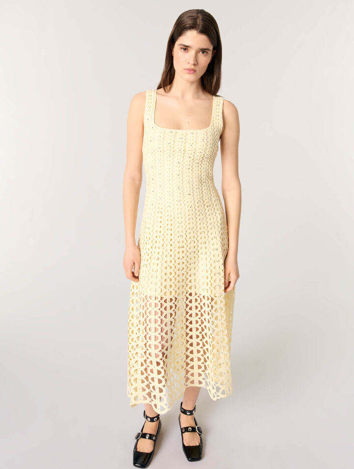 Rhinestone crochet maxi dress