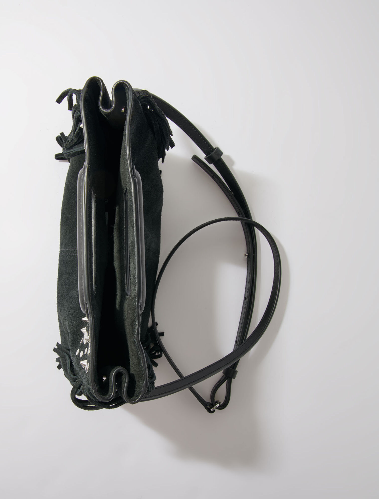Fringed leather M bag