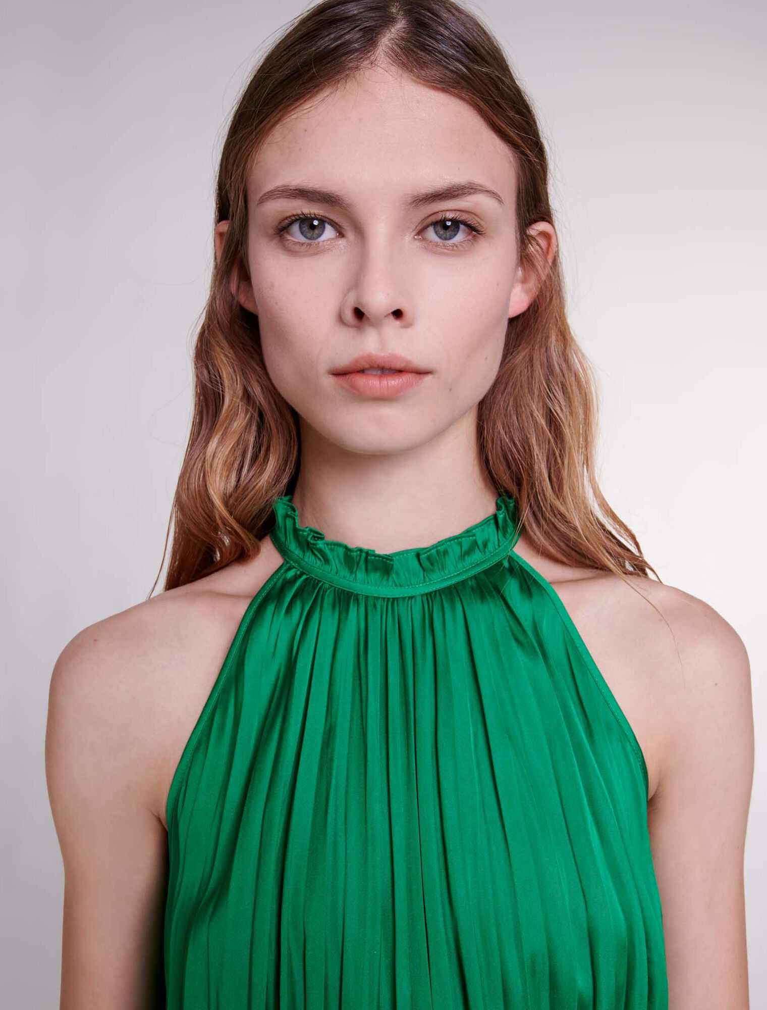 Pleated satin top