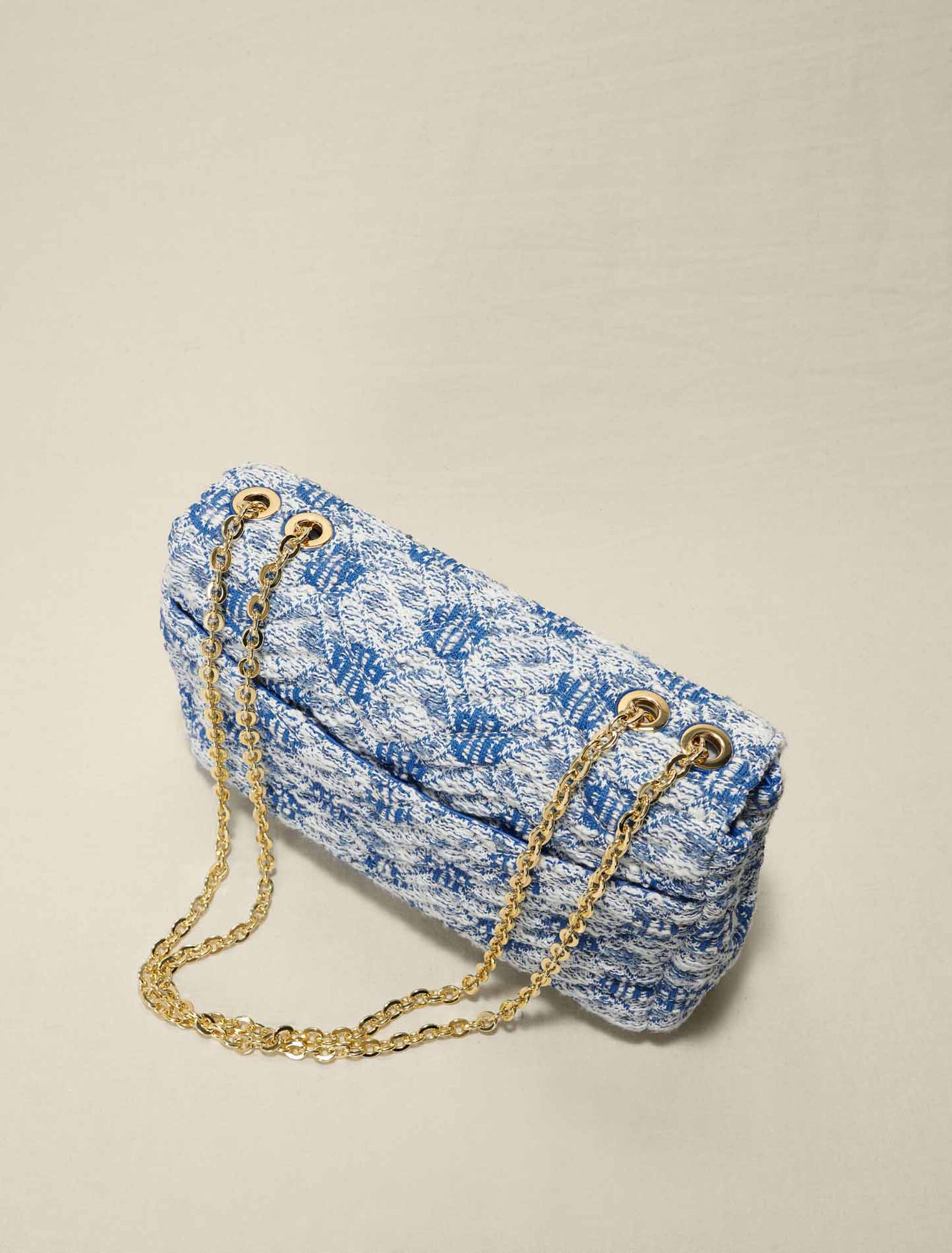 Embroidered tweed bag