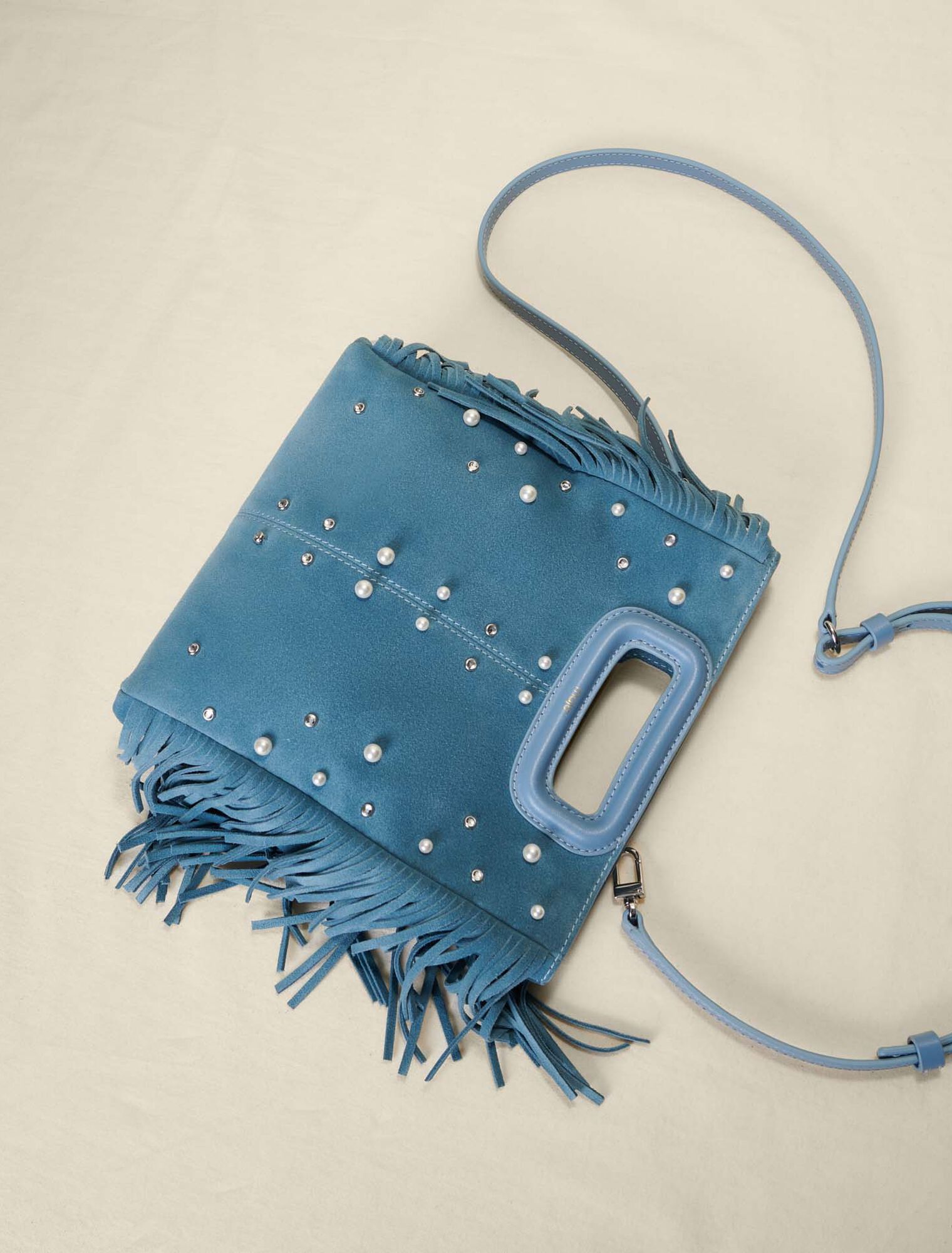 Sac M à franges en cuir clouté