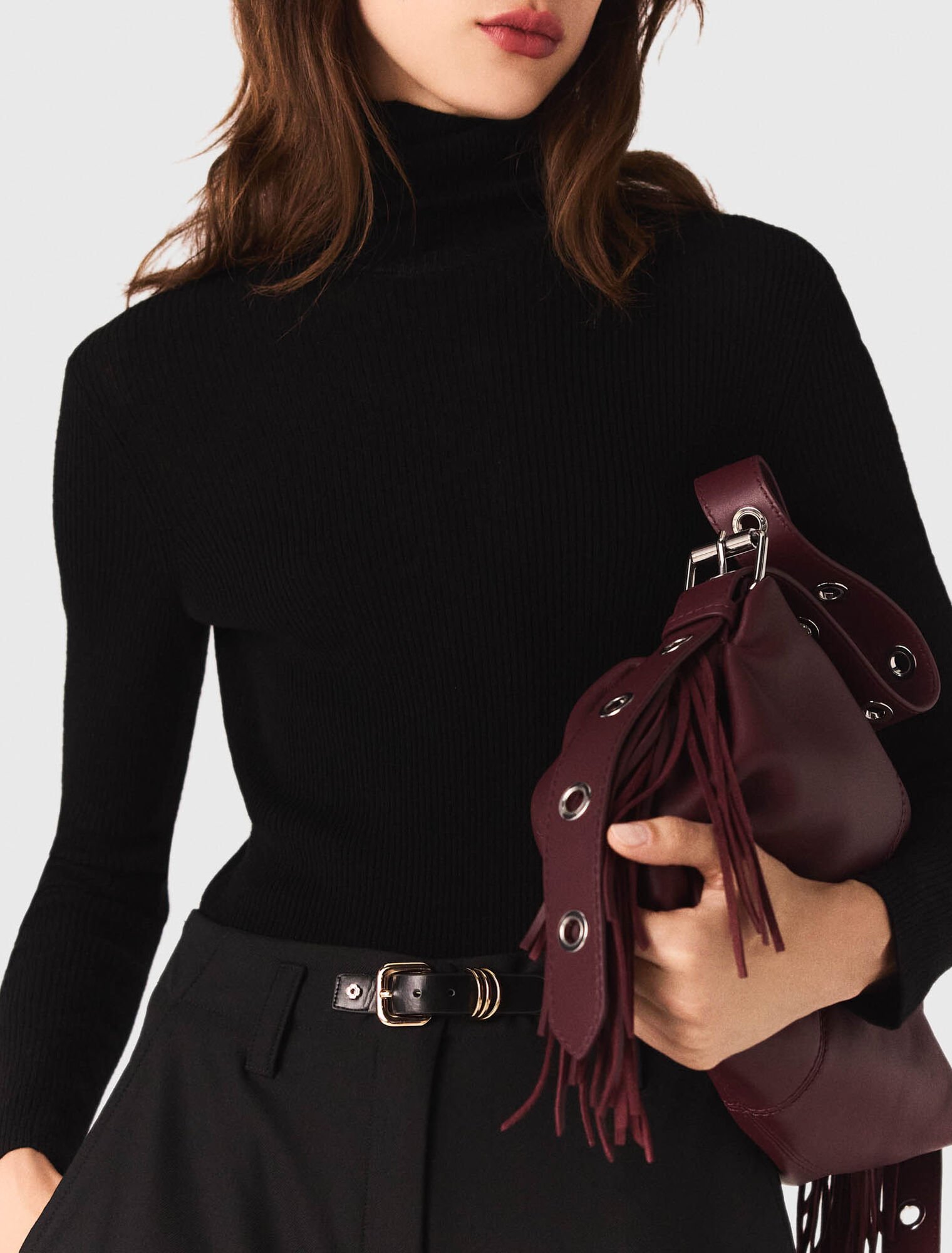Open polo collar cardigan