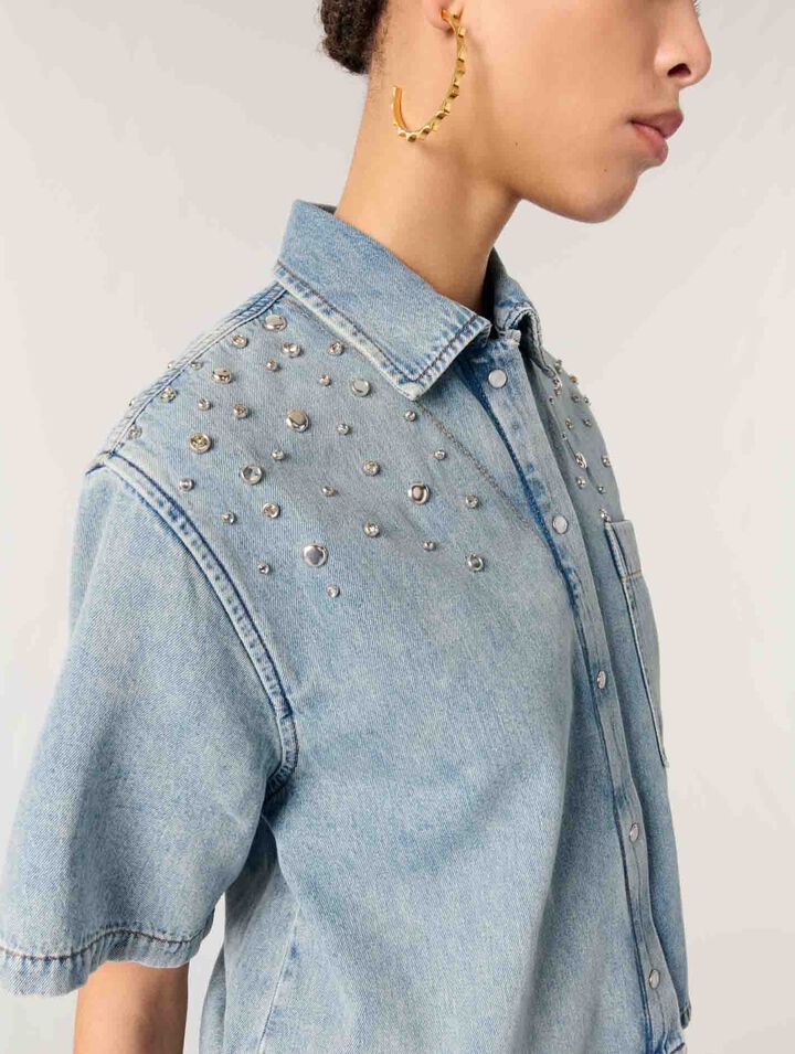 Chemise en denim à studs