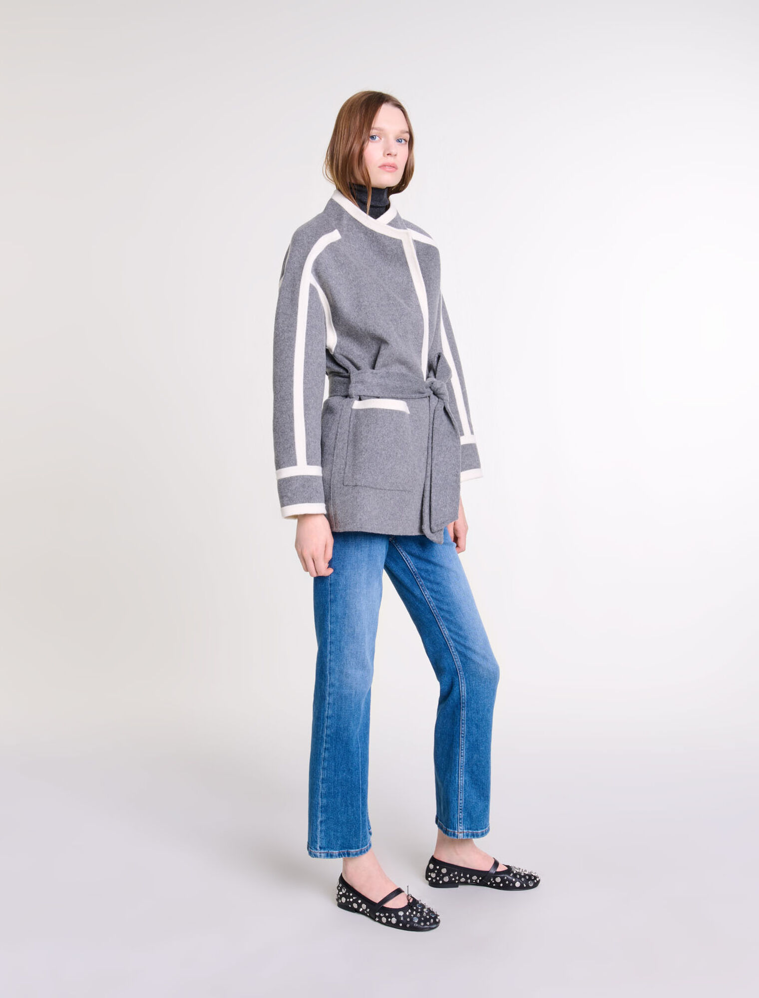 Manteau court bicolore