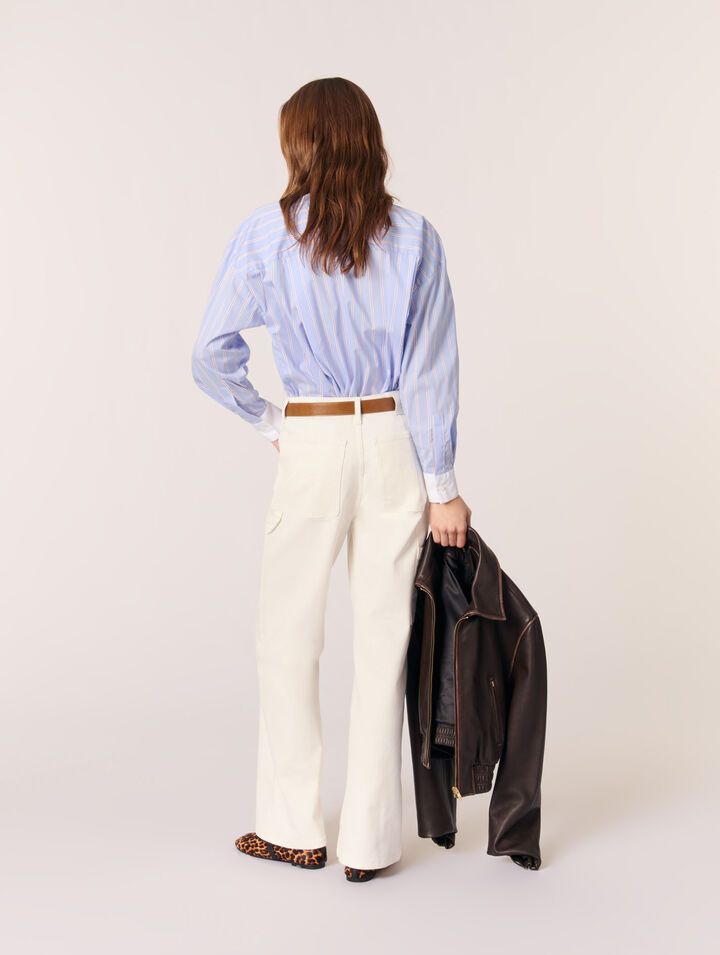 Chemise à rayures et col à perles
