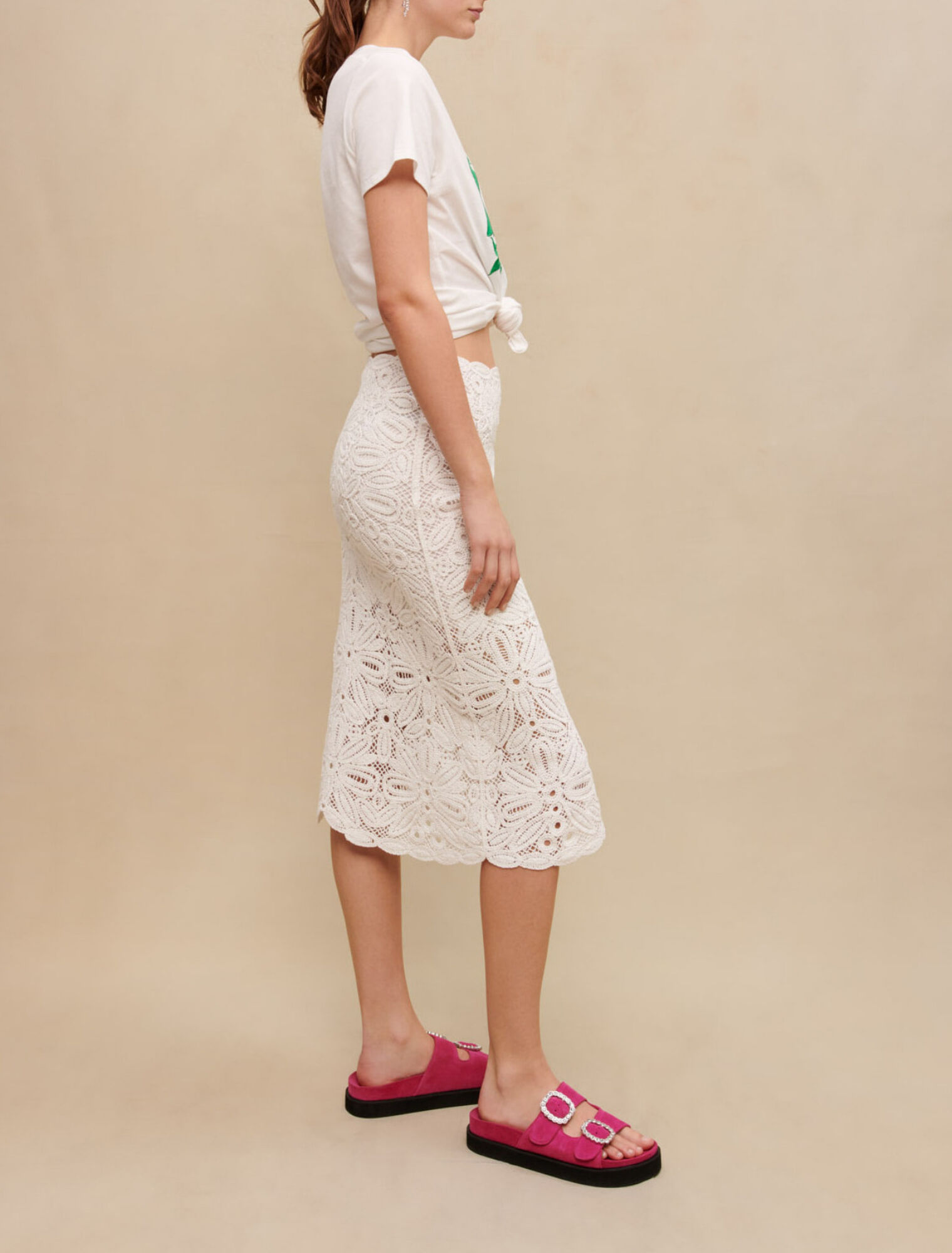 Jupe midi en maille