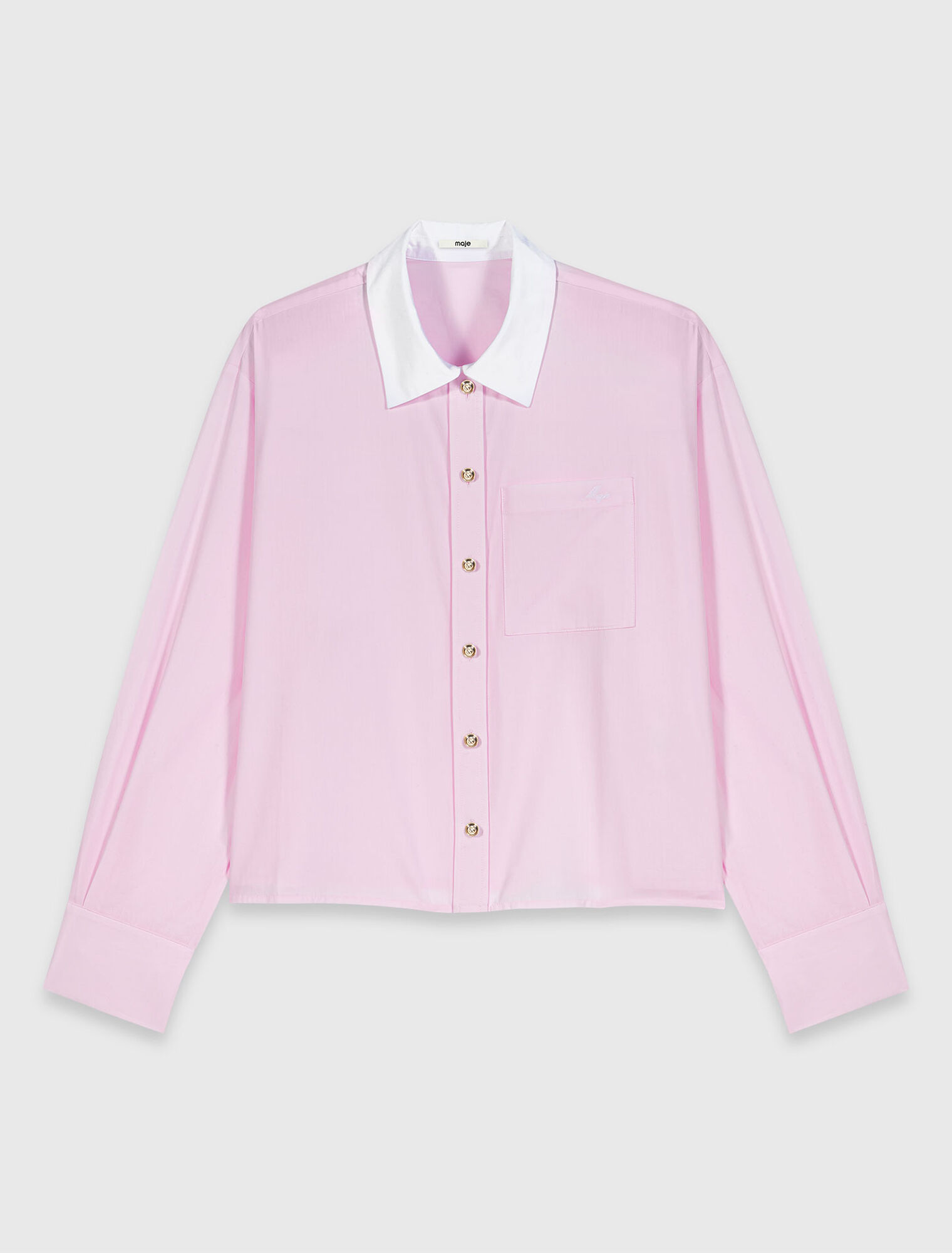 Cropped shirt with contrast collar