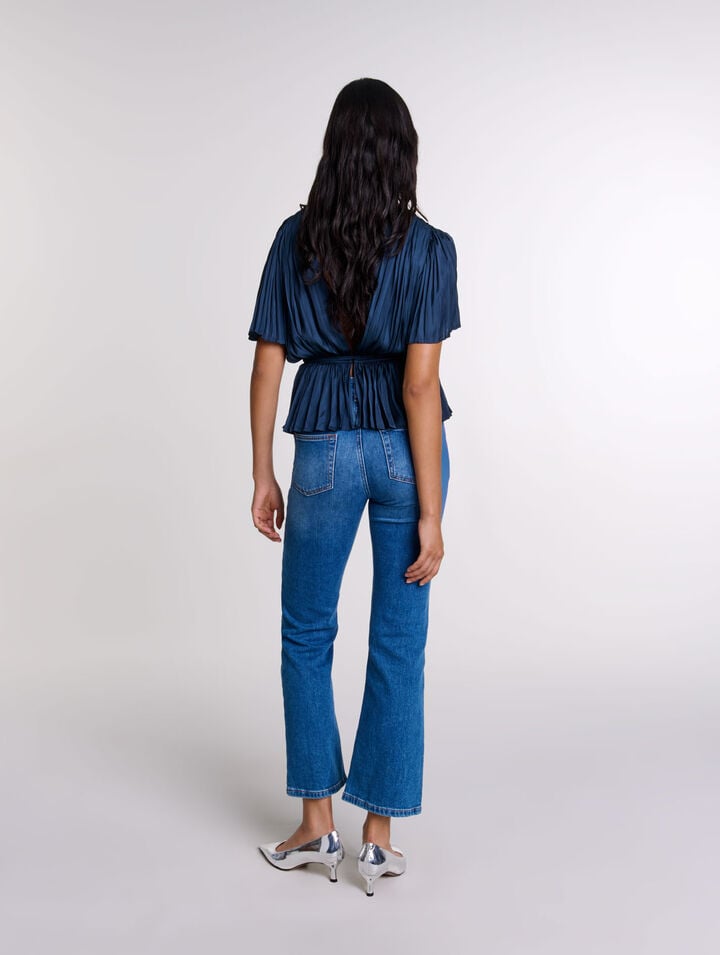 Top plissé manches courtes