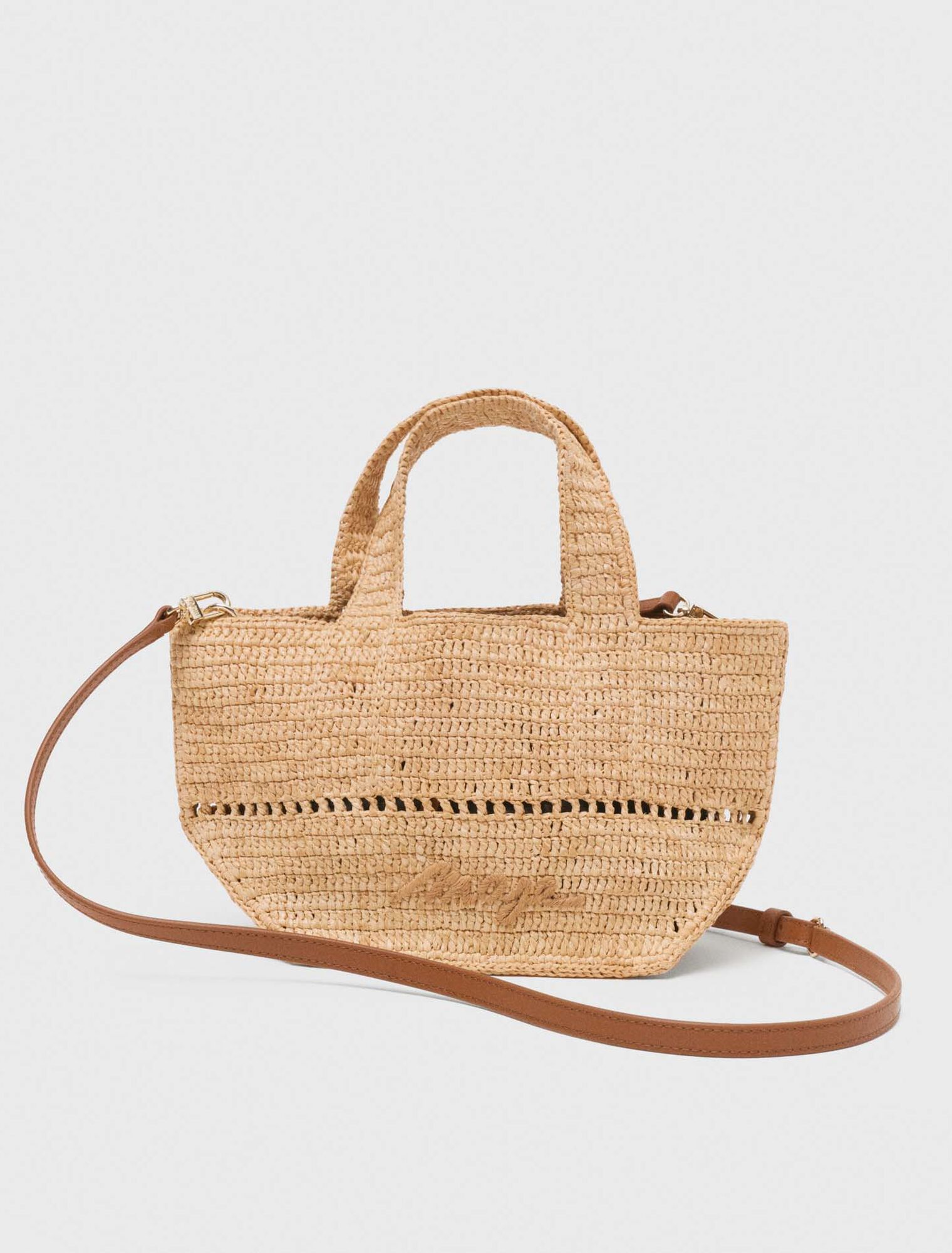Natural raffia mini tote