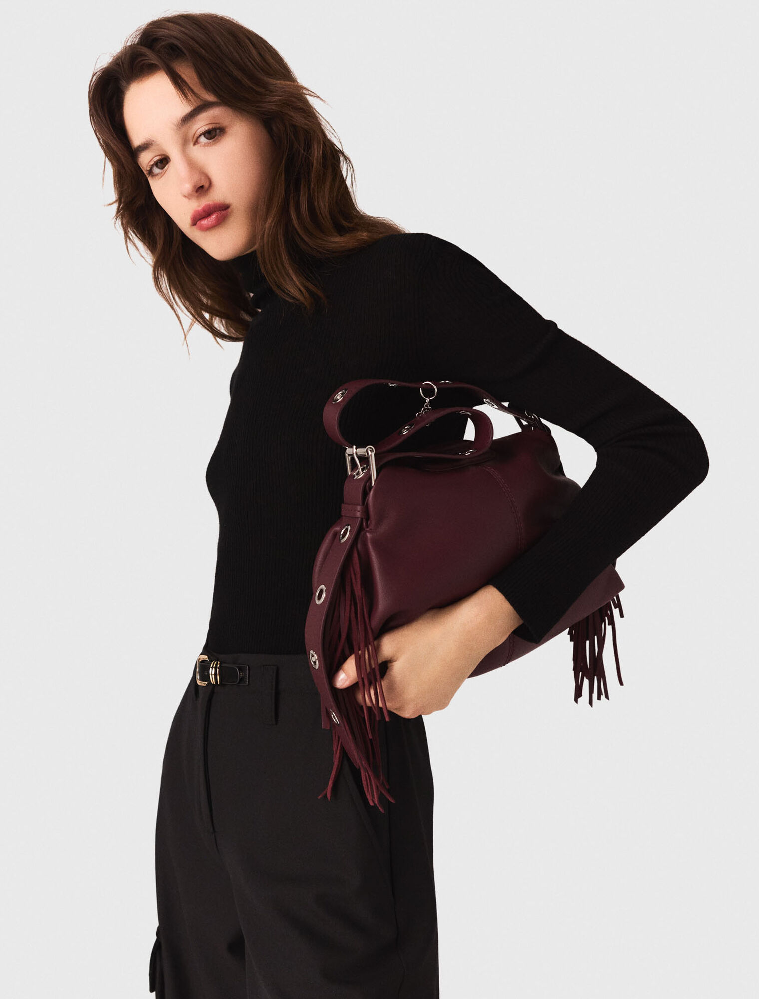 Open polo collar cardigan
