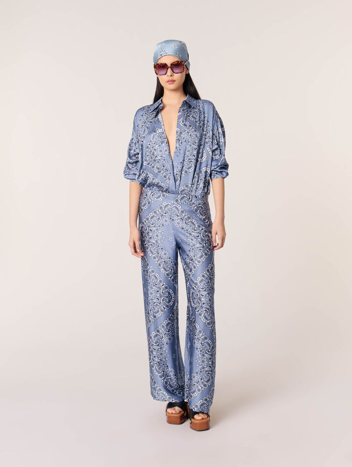 Flowing patterned bandana print pants