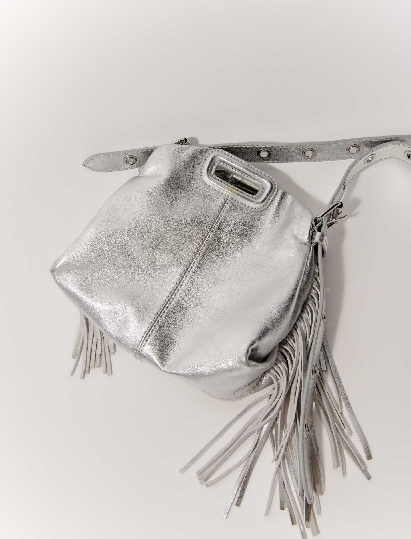 Metallic leather mini Miss M bag Black / Gray For Women | Maje