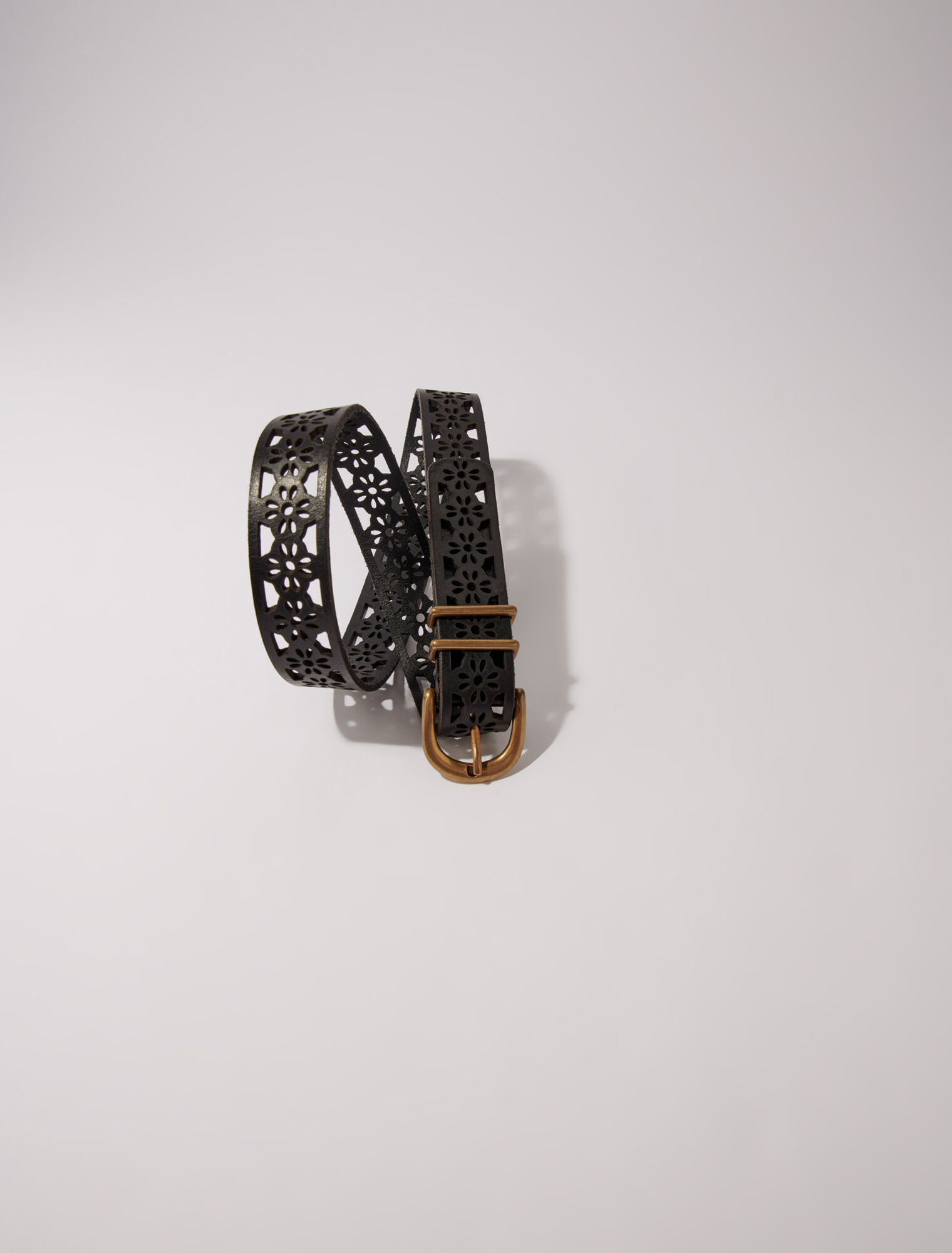 Ceinture en cuir détail fleurs